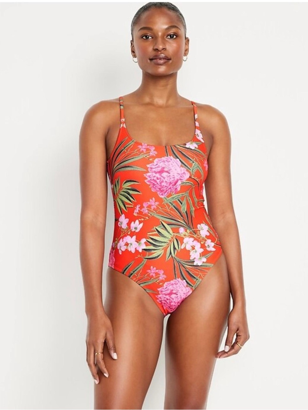 Women’s red floral One-Piece Swimsuit from Old Navy size medium NWT